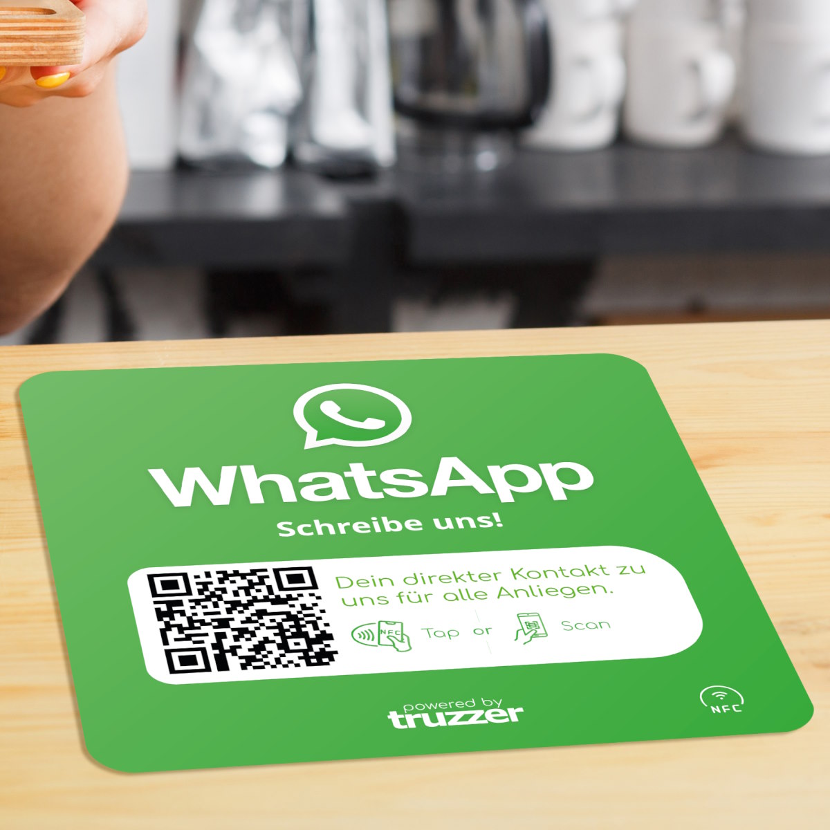 whatsapp nfc chat aufkleber empfehlio WhatsApp Chat NFC Aufkleber "Square" mit WhatsApp Chat QR Code – Bild 1