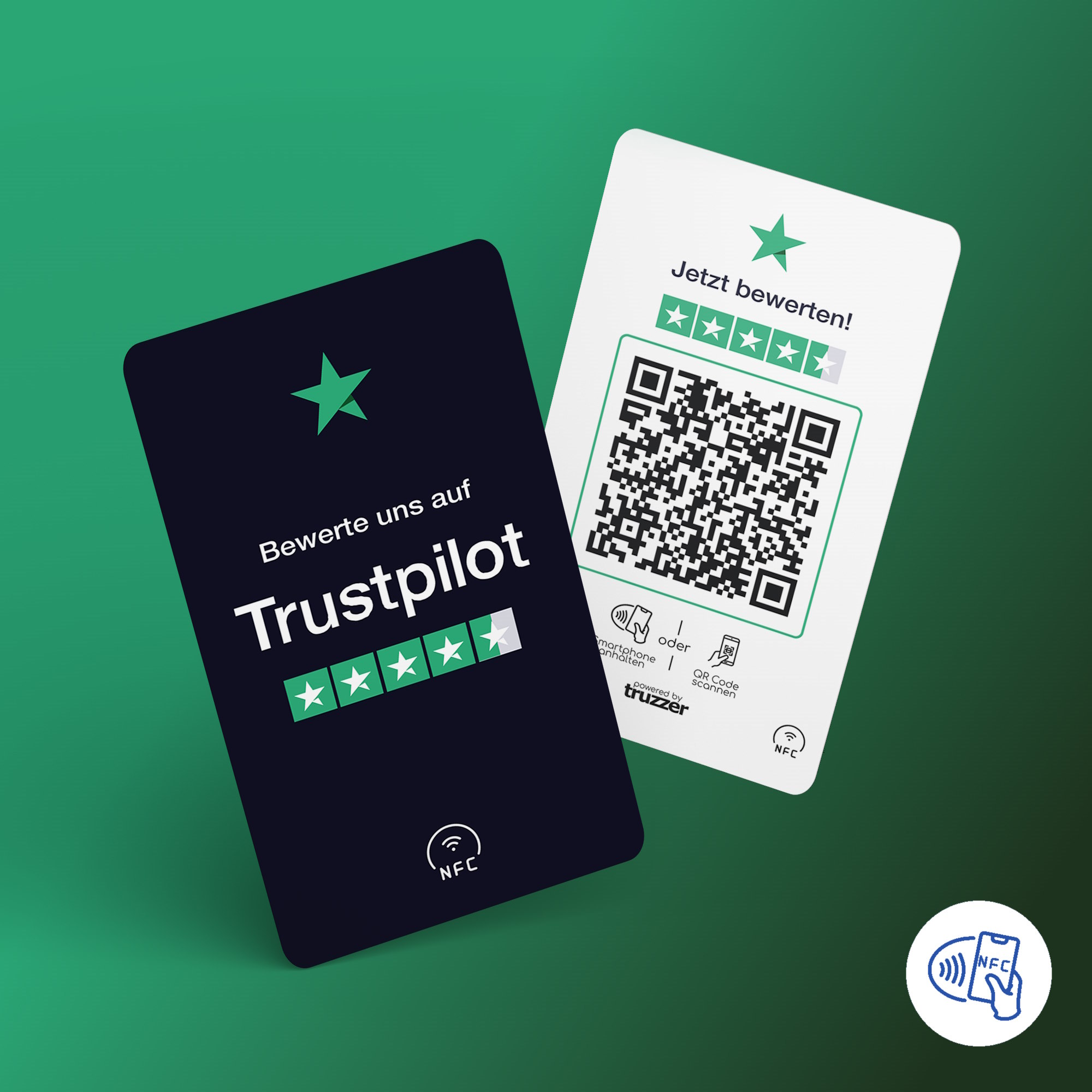 trustpilot bewertung nfc visitenkarte empfehlio 1 Trustpilot Bewertung NFC Karte "Tap" mit Trustpilot Bewertung QR Code – Bild 1
