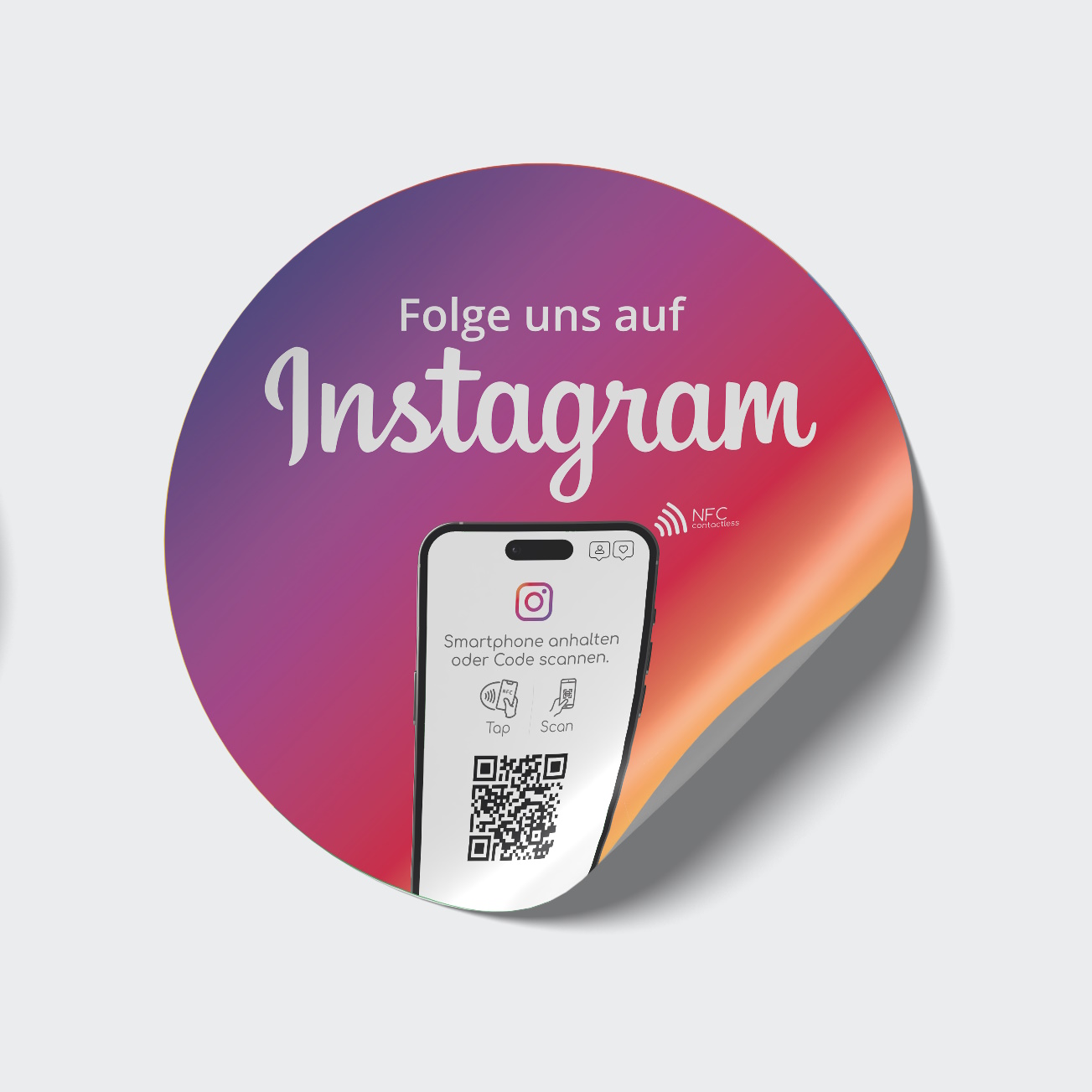 folge uns auf instagram nfc aufkleber tap empfehlio truzzer Instagram NFC Sticker "Tap" mit Instagram QR Code – Bild 1