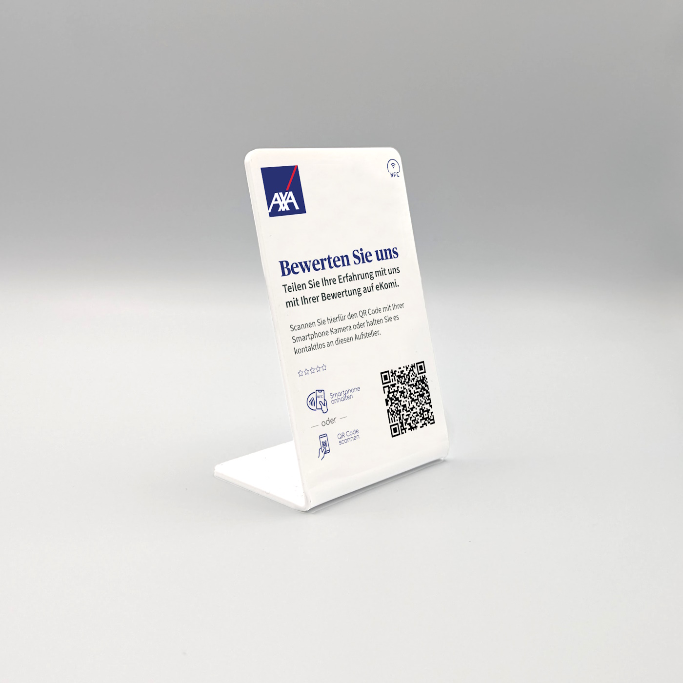 axa nfc aufsteller ekomi empfehlio AXA eKomi Bewertung NFC Aufsteller – Bild 1