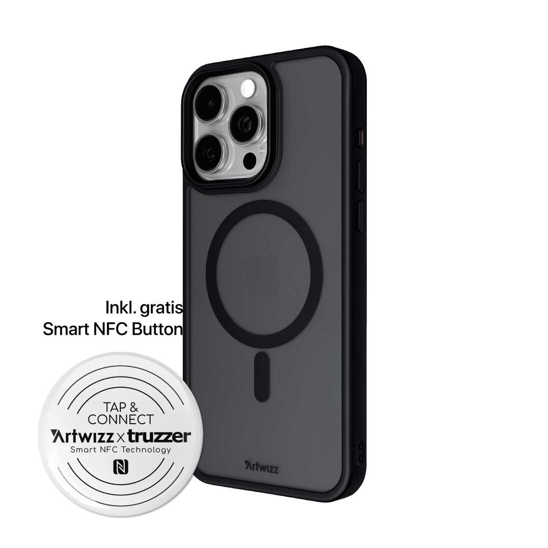 iühone-16-case-plus-smart-nfc-tag-button iPhone 16 Pro Handyhülle "IcedClip + CHARGE" inkl. Smart NFC Button – Bild 1