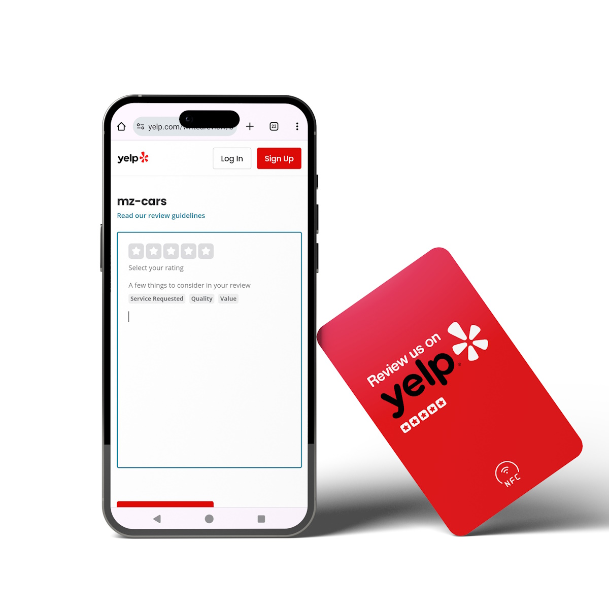 yelp-nfc-review-card-truzzer-white-s.jpg Yelp Review NFC Card "Tap" – Bild 1