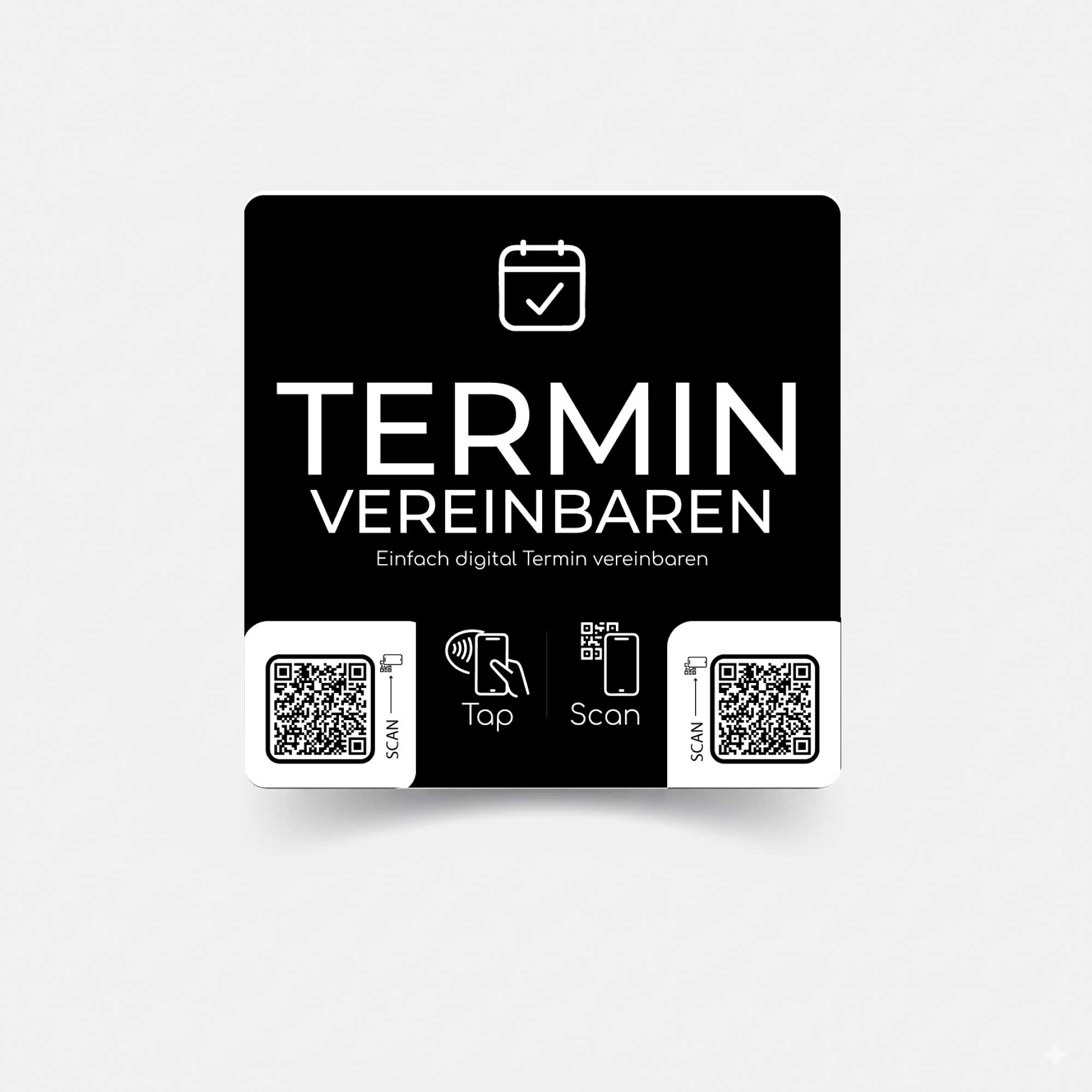 termin-nfc-sticker-empfehlio-schwarz Termin Vereinbarung Sticker mit NFC & QR-Code – Bild 1