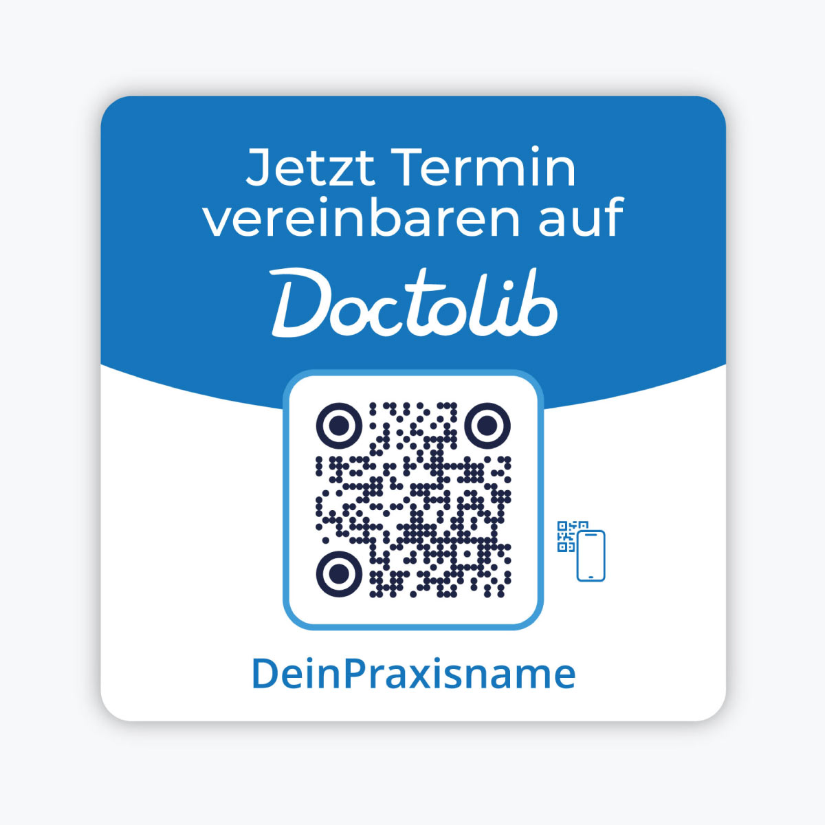 doctolib-termin-sticker-empfehlio Doctolib QR-Sticker – Terminvereinbarung per Scan | Personalisierbar mit Praxisnamen – Bild 1